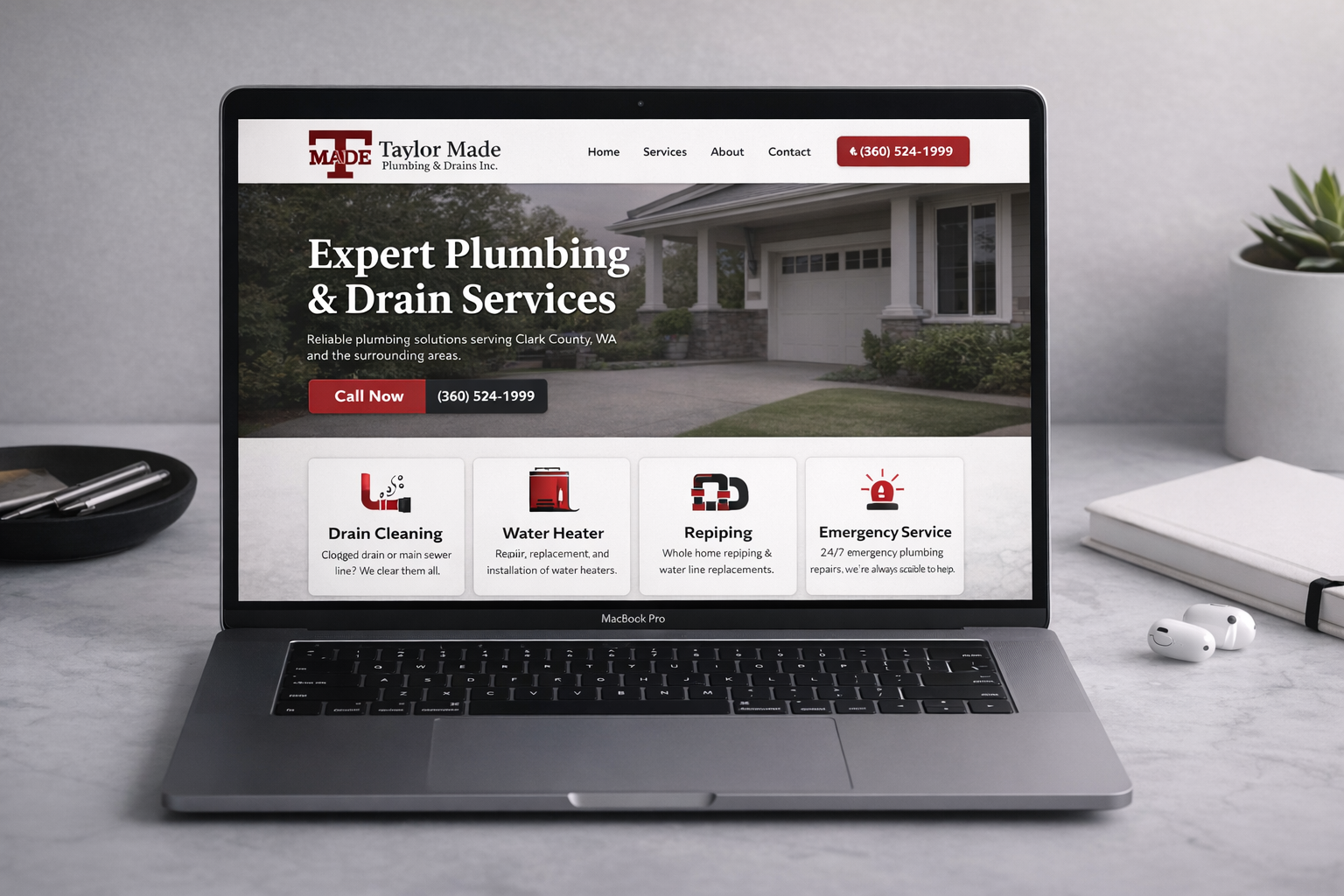 Taylor Made Plumbing website preview